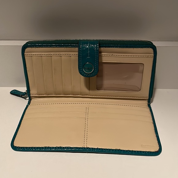 Coach Teal and Beige Wallet - Picture 3 of 4
